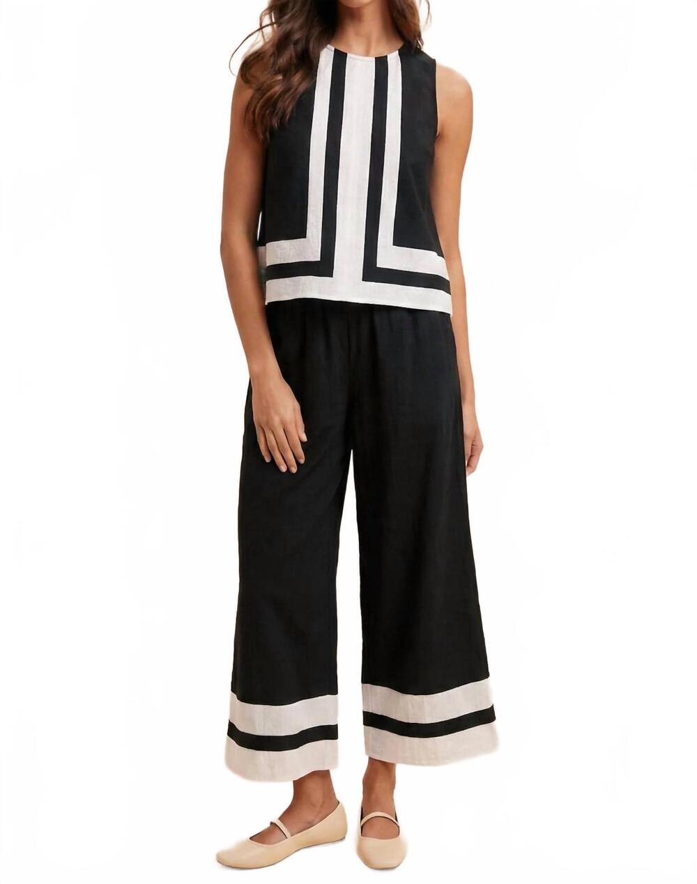 NEW ANNIEWEAR linen color block set in black